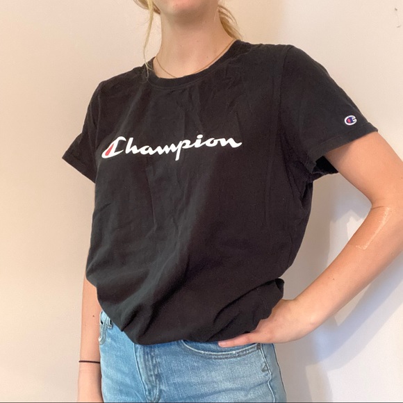 Black Champion Tee Size Large - Picture 3 of 7